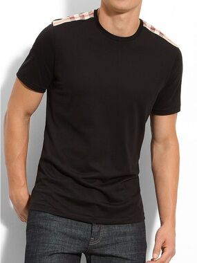 Burberry Brit Pima Cotton Check Shoulder Detail T Shirt Men’s Size Small